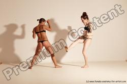 Underwear Martial art Woman - Woman White Moving poses Athletic medium brown Dynamic poses Academic